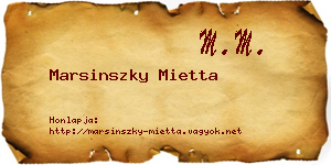 Marsinszky Mietta névjegykártya